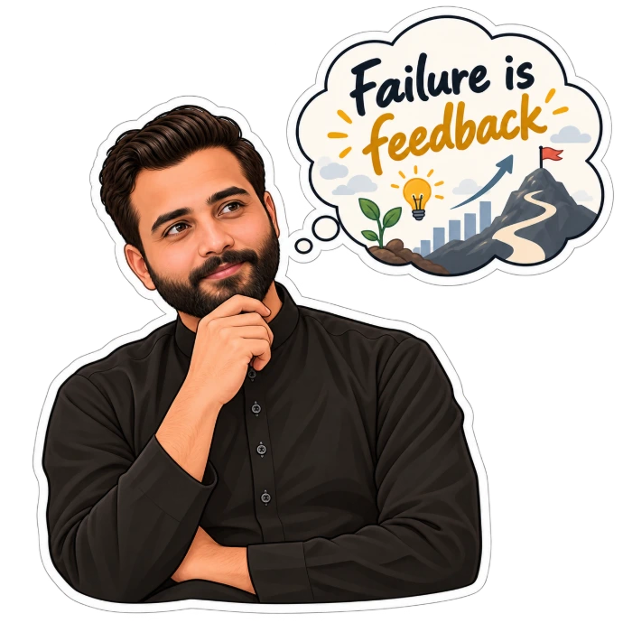 Ahmad Ali Majdi reflecting on the message Failure is Feedback